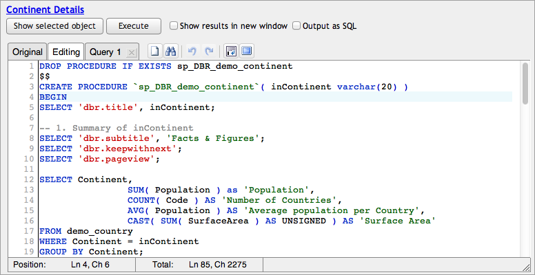 use copy with sql tabs